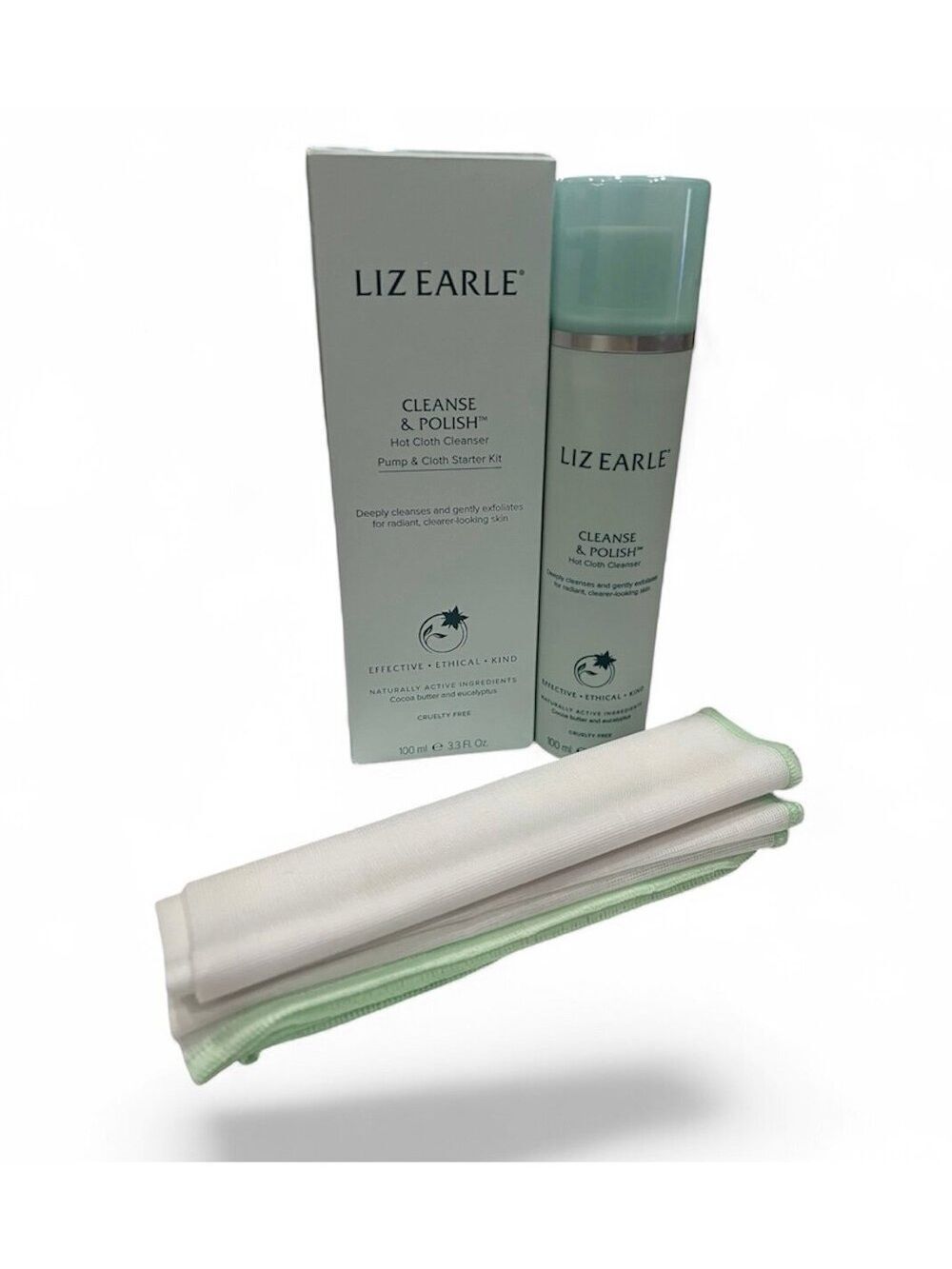 LIZ EARLE CLEANSE & POLISH Hot Cloth Cleanser Starter Kit (100ml/3.3 oz) NEW